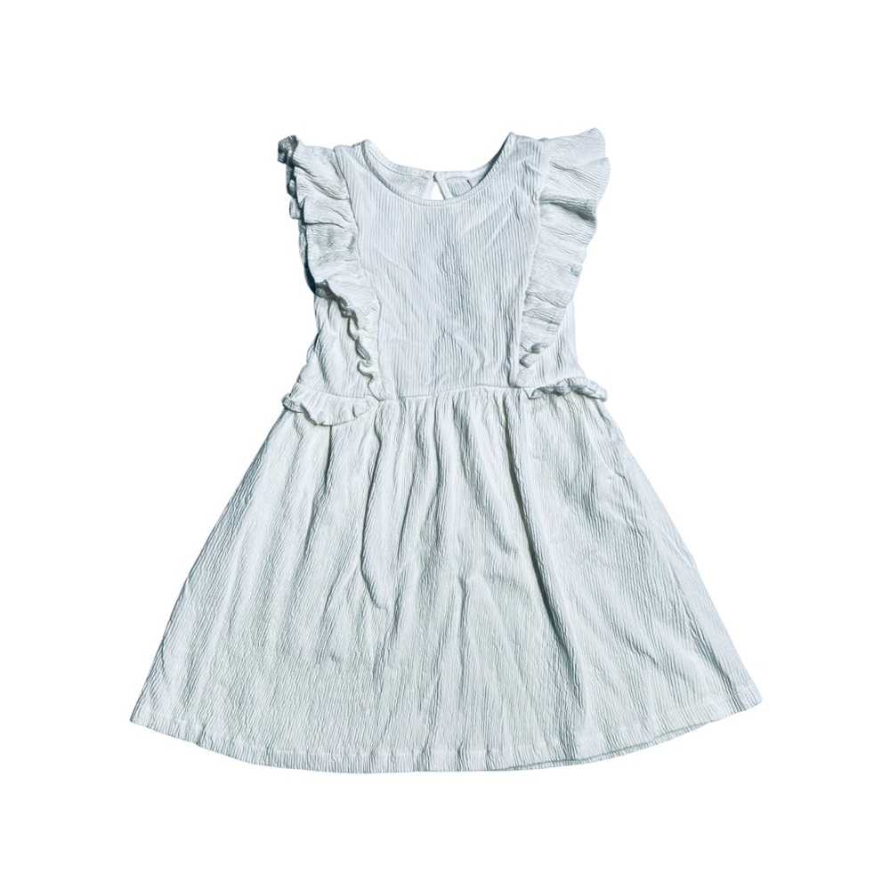 Zara White Kids Dress with Crepe Ruffle Details